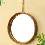 Miroir Rond en Rotin Tressé à la Main