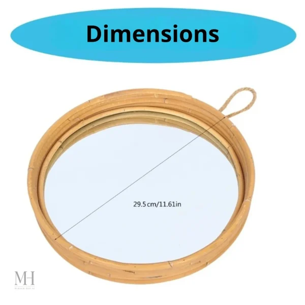 Miroir en Rotin avec Détails en Corde de Jute
