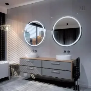Miroir rond lumineux avec éclairage intégré