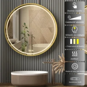 Miroir rond antibuée, idéal pour un usage quotidien