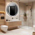 Miroir rond lumineux de 70 cm, design innovant et pratique