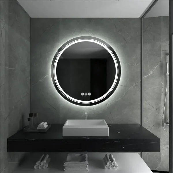Miroir Rond avec Éclairage LED et Propriétés Anti-Buée