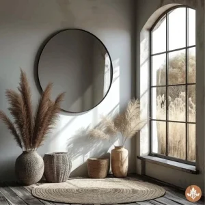 Miroir Rond Noir 100 cm – Élégance moderne pour votre intérieur