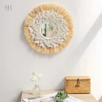 Miroir Bohème en Raphia avec design tissé