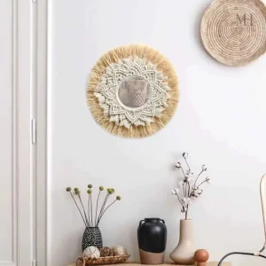 Miroir Rond 35 cm, ambiance rustique et chaleureuse