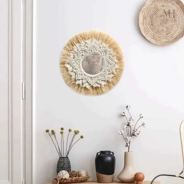 Miroir Rond 35 cm, ambiance rustique et chaleureuse