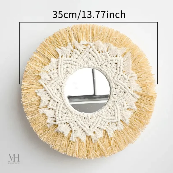 Miroir décoratif en raphia pour intérieur cosy
