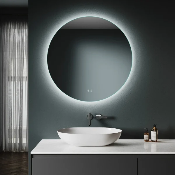 miroir-rond-retro-eclaire-1 Miroir rond rétro-éclairé 80 cm design antibuée