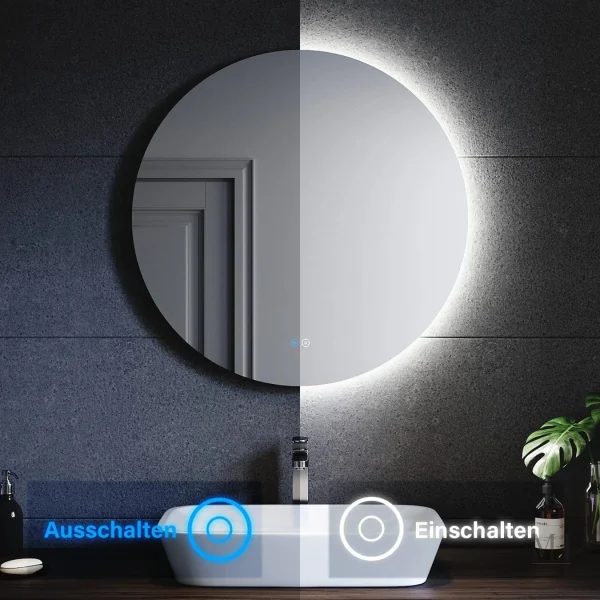 Miroir rond antibuée avec éclairage CRI 90