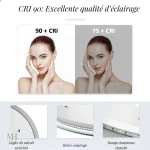 Miroir design rond avec éclairage doux et efficace