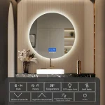 Miroir de salle de bain rond avec éclairage LED tactile