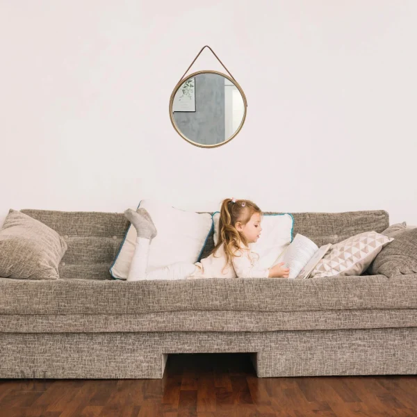 Miroir Rond Scandinave en bois naturel