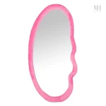 Miroir rose en velours, forme organique, 50 × 100 cm