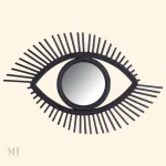 Miroir rond en rotin noir pour décoration