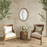 Miroir en rotin ovale au design naturel et bohème
