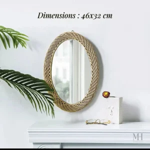 Miroir rotin ovale, ambiance détendue et style naturel