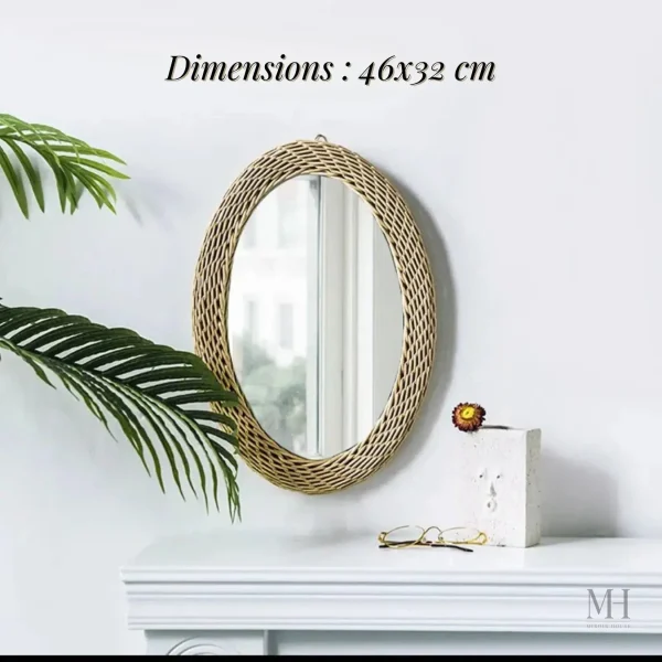 Miroir rotin ovale, ambiance détendue et style naturel