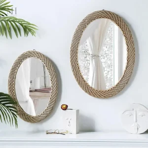 Miroir en rotin, accessoire pour une ambiance chaleureuse