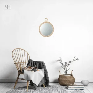 Miroir Décoratif Rond - Élégance en Rotin