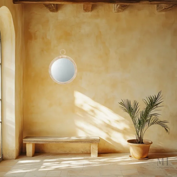 Miroir Rond Décoratif - Finition en Rotin Artisanale
