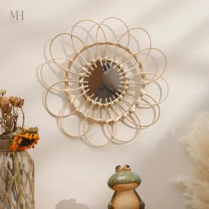 Miroir Soleil en Rotin 32 cm - Élégance Naturelle