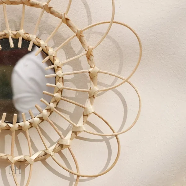 Miroir Rotin Soleil - Accessoire de Décor Bohémien