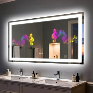 Miroir Salle de Bain 120 x 70 cm avec Bluetooth et LED