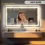 Miroir anti-buée avec rétroéclairage LED pour salle de bain