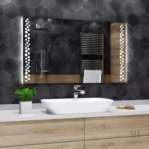 Miroir de salle de bain LED 140 cm, design élégant