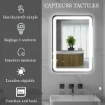 Miroir LED antibuée 50x70 pour salle de bain