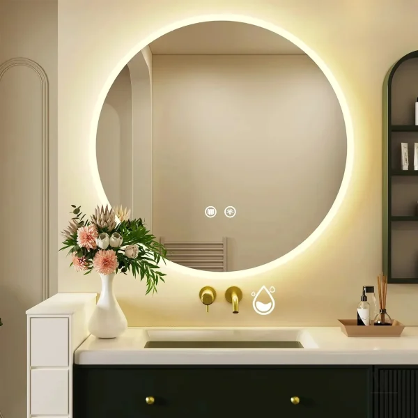 miroir-salle-de-bain-anti-buee-1 Miroir anti buée LED rond 70 cm pour salle de bain