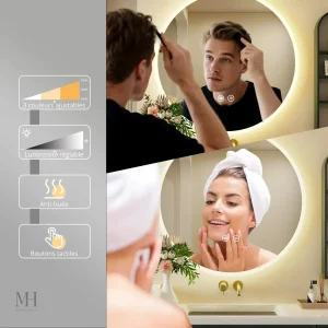 Miroir de salle de bain élégant avec éclairage LED
