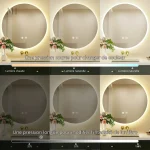 Miroir rond 70 cm, idéal pour une salle de bain pratique