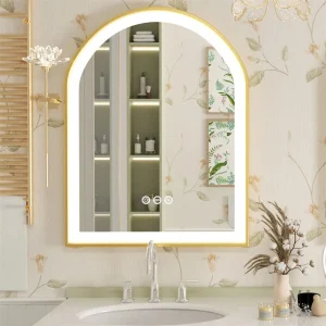 Miroir Salle de Bain LED Antibuée Or