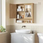 Miroir Salle de Bain avec Rangement Bois Naturel