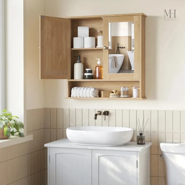 miroir-salle-de-bain-avec-rangement-1 Miroir Salle de Bain avec Rangement Bois Naturel