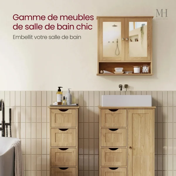 Rangement pratique en bois pour salle de bain moderne