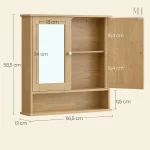 Design fonctionnel : miroir et rangement en bois naturel
