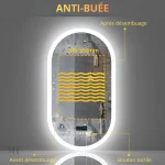 Miroir Bluetooth 50 x 80 cm pour un éclairage optimal
