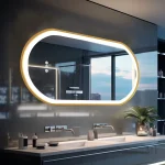 Miroir doré ovale LED 120x60 cm pour salle de bain