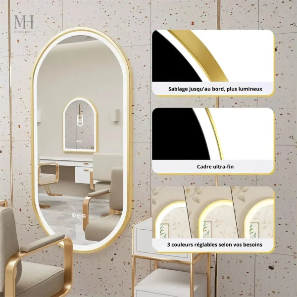Miroir LED salle de bain à commande tactile