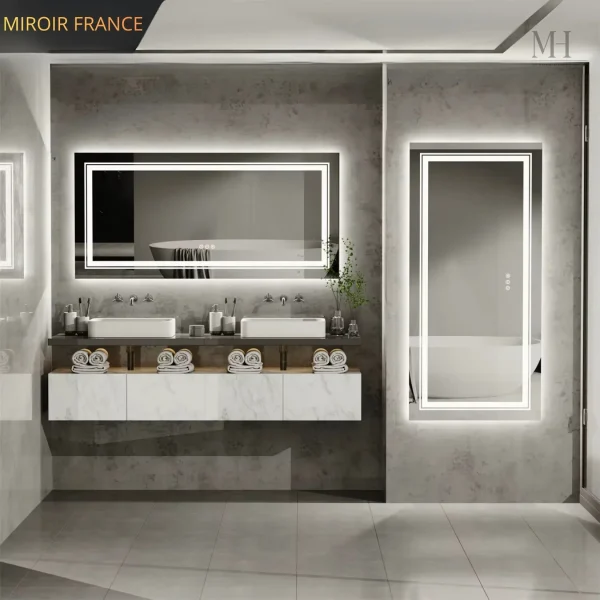 Miroir lumineux IP65 pour salle de bain