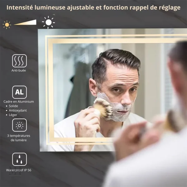 Miroir double vasque LED avec fonction anti-buée