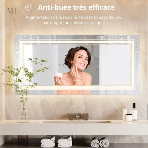 Miroir salle de bain 140x70 cm avec lumière