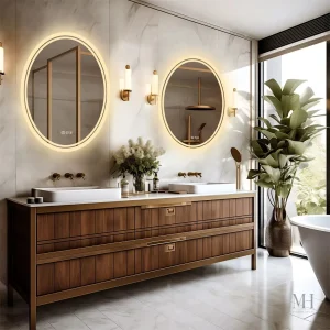 Miroir LED anti-buée avec trois couleurs d'éclairage