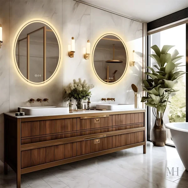 Miroir LED anti-buée avec trois couleurs d'éclairage