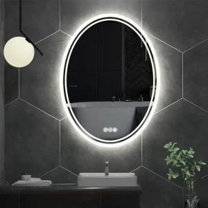Miroir ovale lumineux pour salle de bain moderne