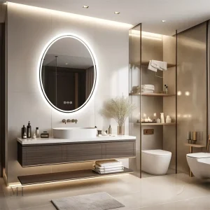Miroir éclairé 50x70 cm, design élégant et pratique