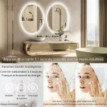 Miroir salle de bain LED, fonction anti-buée incluse