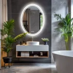 Miroir de salle de bain avec options de lumière variées